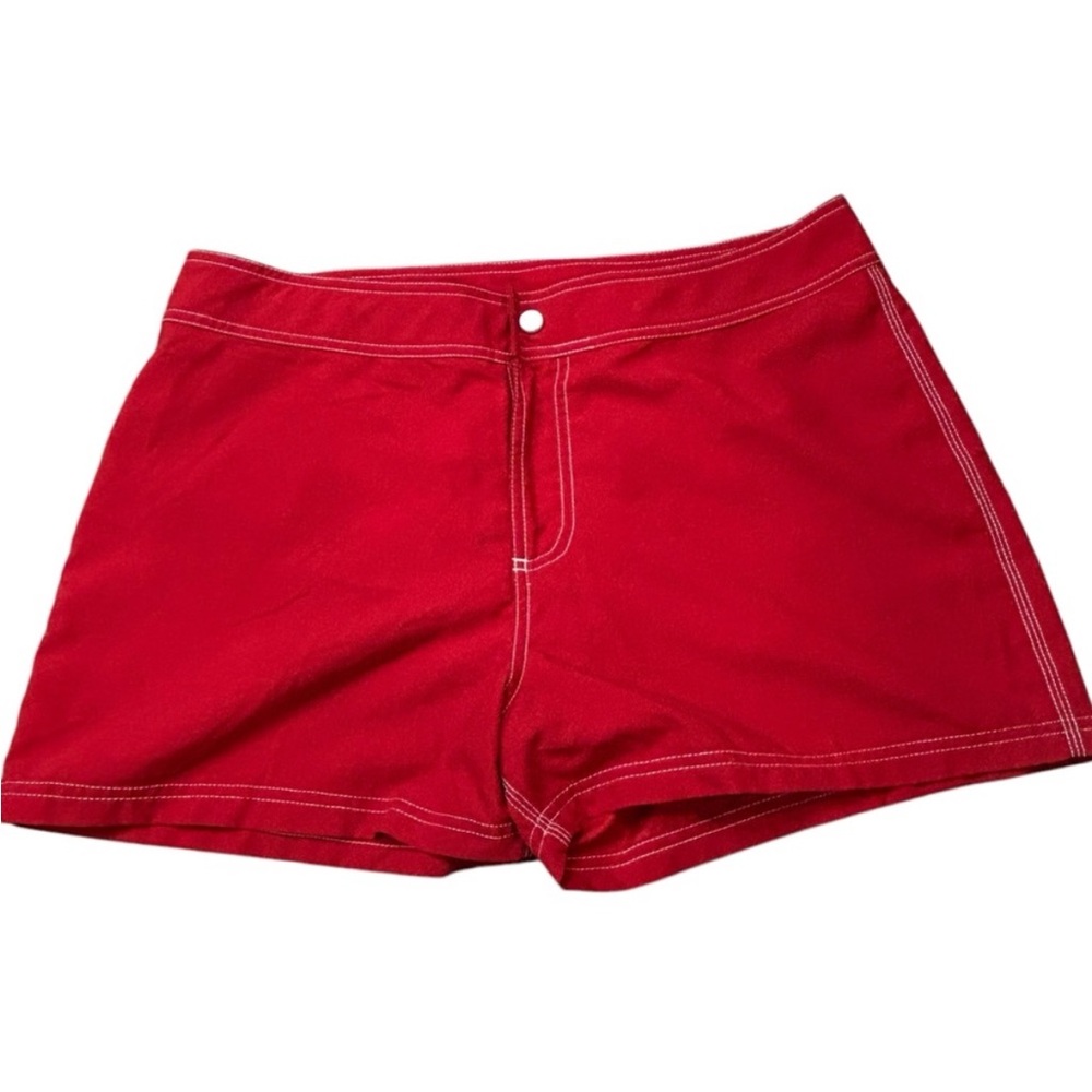 Red Venus Snap Zip Close Lightweight Summer Swim Shorts with pocket sz 12